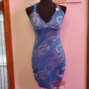 Turquoise & Silver fitted dress